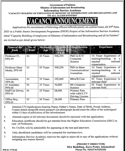 Ministry Of Information Jobs 2022