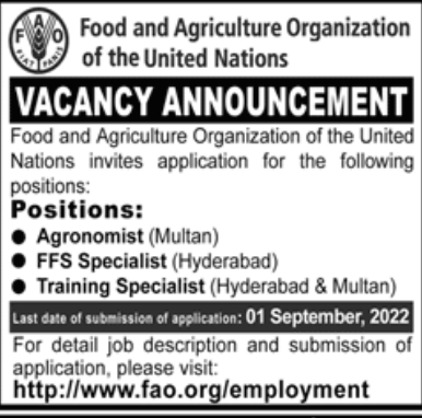 Food And Agriculture Organization Jobs 2022