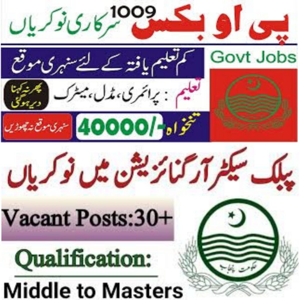 Public Sector Organization Jobs 2022 || PO BOX NO 1009 Jobs 2022