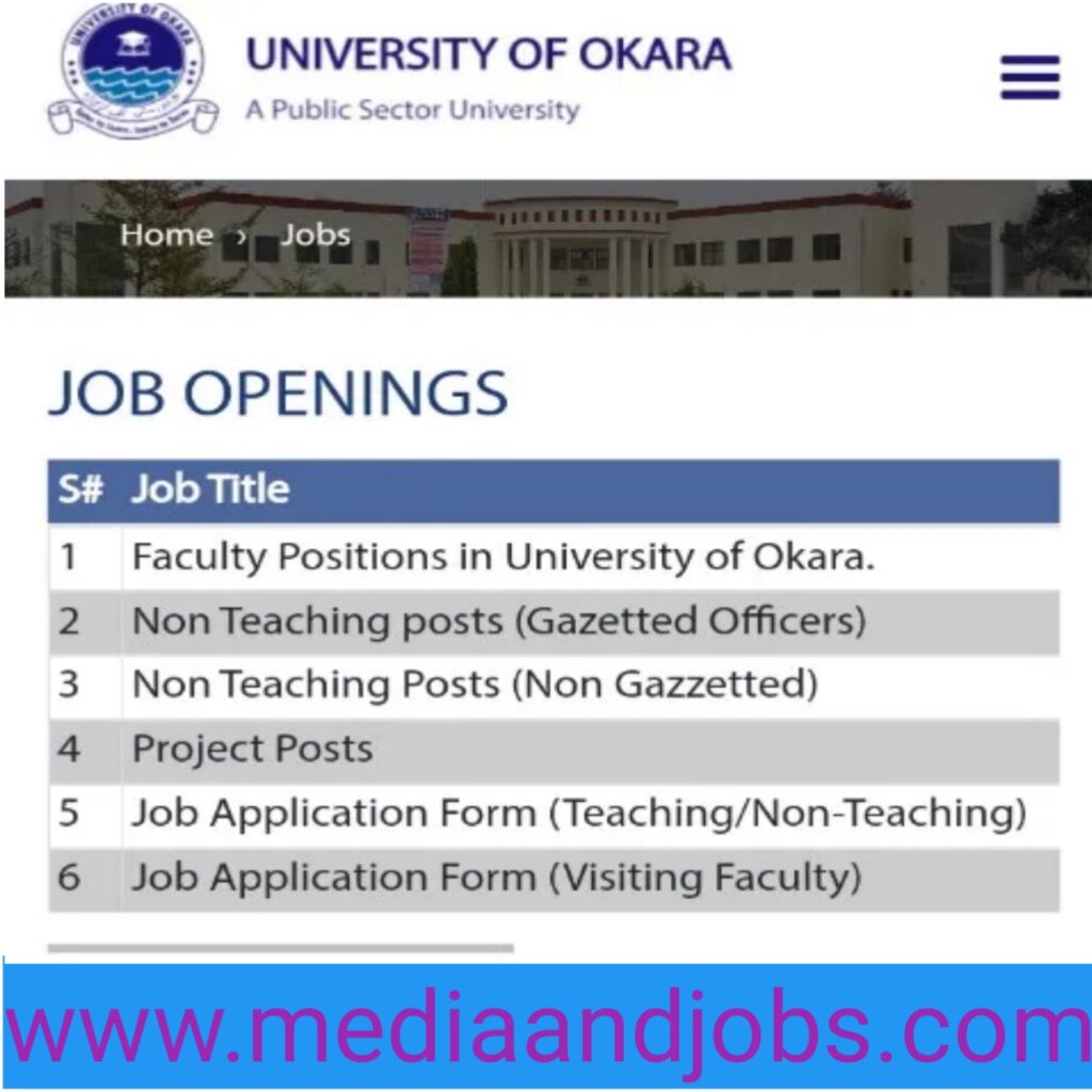 University of Okara Jobs 2022