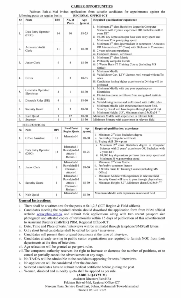 Latest Bait ul Mal Jobs 2022 || Pakistan Bait Ul Mal Jobs 2022