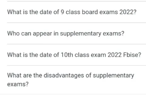 9th 10th Suplementary  DateSheet 2022