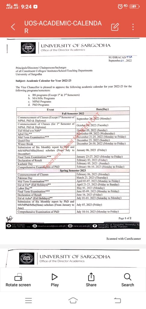 University Of Sargodha MA MSC EXAM SCHEDULE 2022 || UOS EXAM SCHEDULE 2022