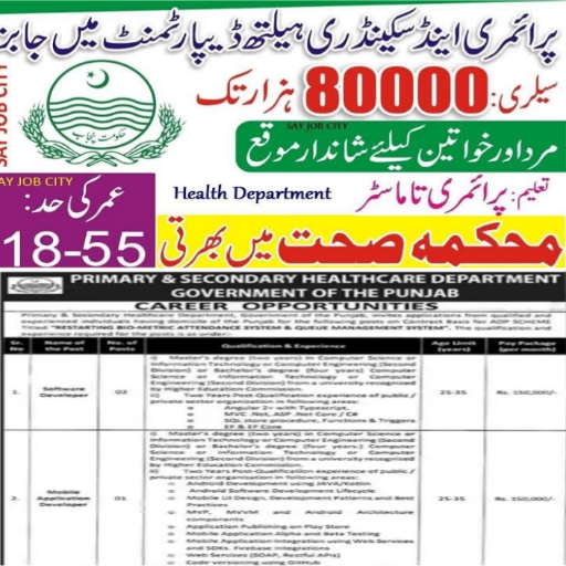 Primary & Secondary Healthcare Department Punjab Jobs 2022 | Primary & Secondary Healthcare Department Jobs October 2022