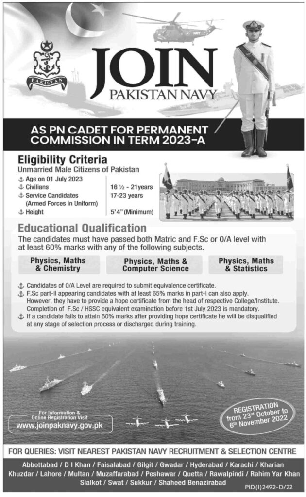 Join Pak Navy as PN Cadet 2022 | Online Registration [1000+]