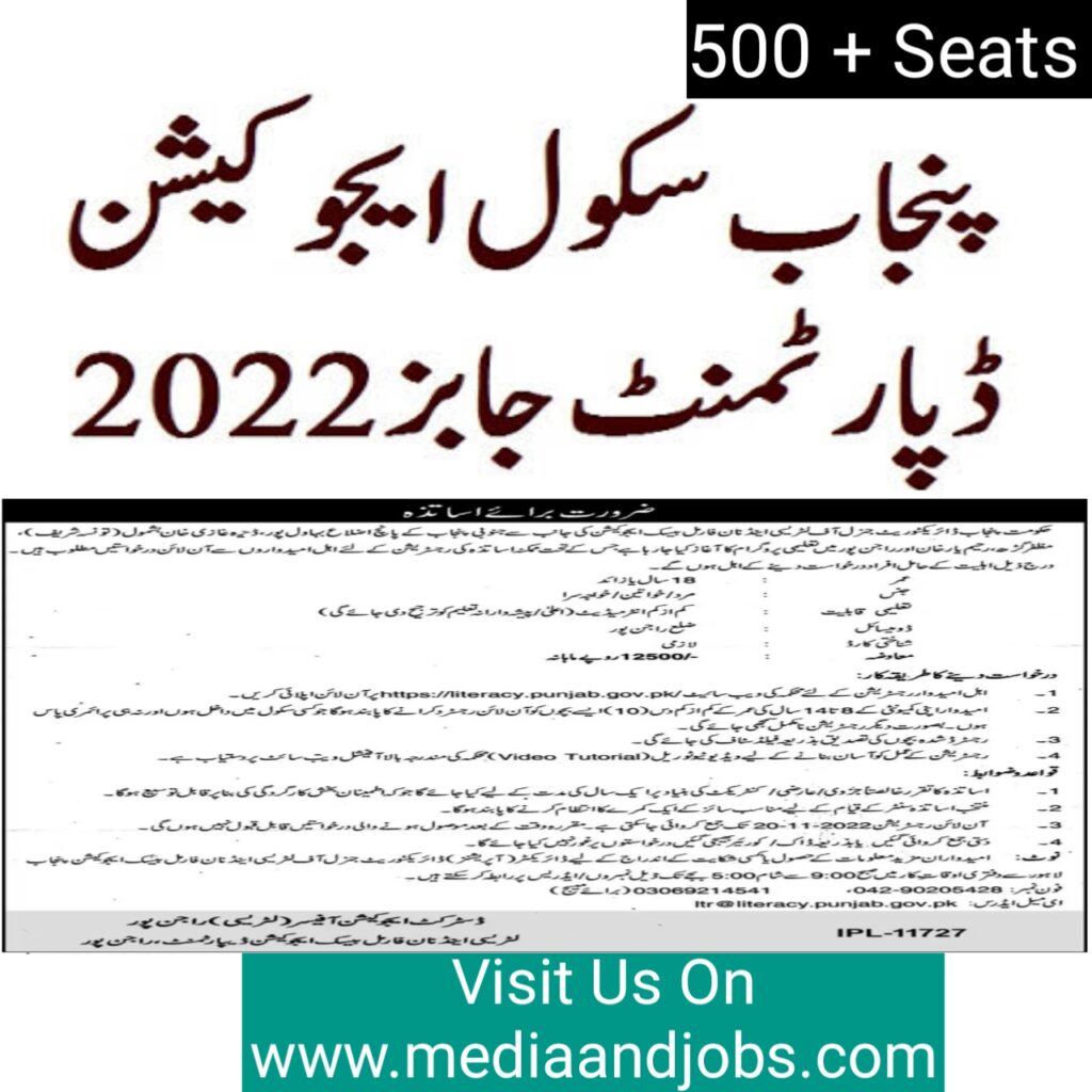 Punjab Education Department Jobs 2022