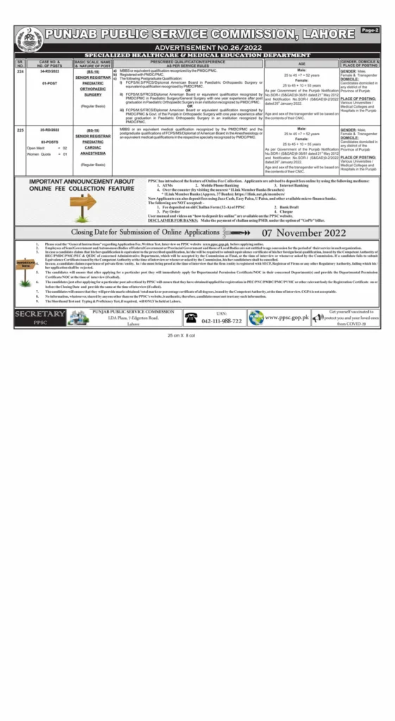 PPSC Jobs 2022 Advertisement No 27 announced 400 Posts in Health Department