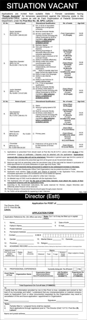 Public Sector Organization PO BOX 26 Lahore Jobs 2022 | Govt Jobs in Pakistan || Latest Public Sector Organization Jobs 2022 Pakistan