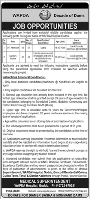 Wapda Jobs 2022 Water and Power Development Authority || WAPDA Jobs 2022 | Apply Online