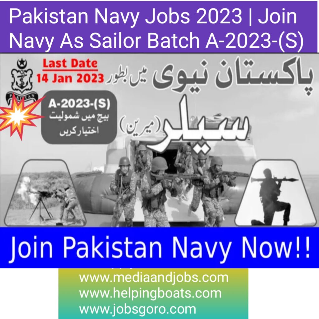 Pakistan Navy Jobs 2023 | Join Navy As Sailor Batch A-2023-(S)