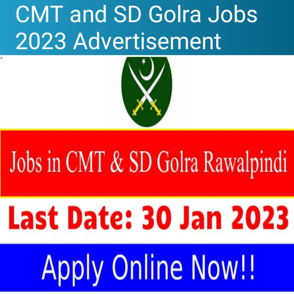 CMT and SD Golra Jobs 2023 Advertisement