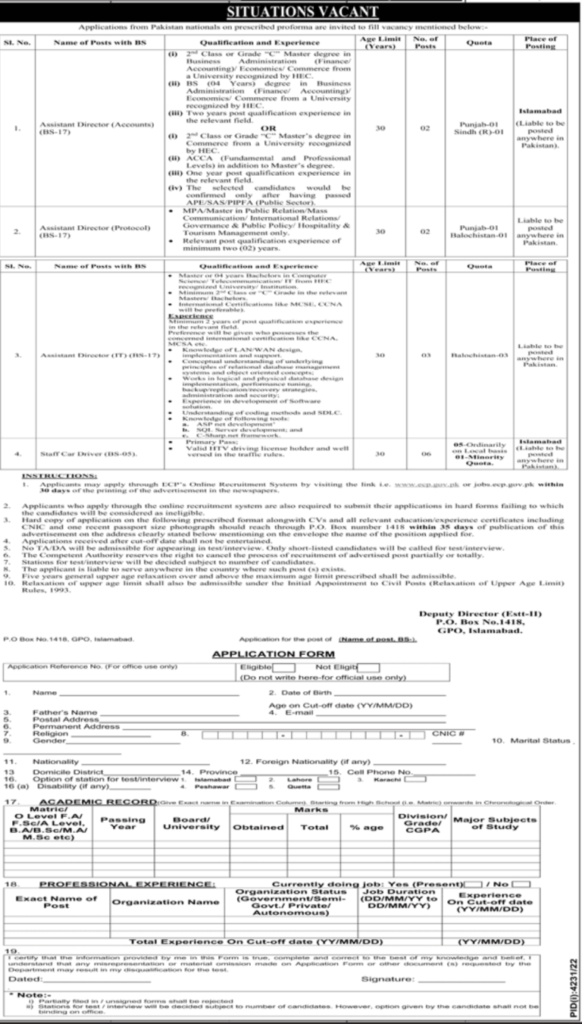 ECP Jobs 2023 | Election Commission of Pakistan Jobs Online Apply