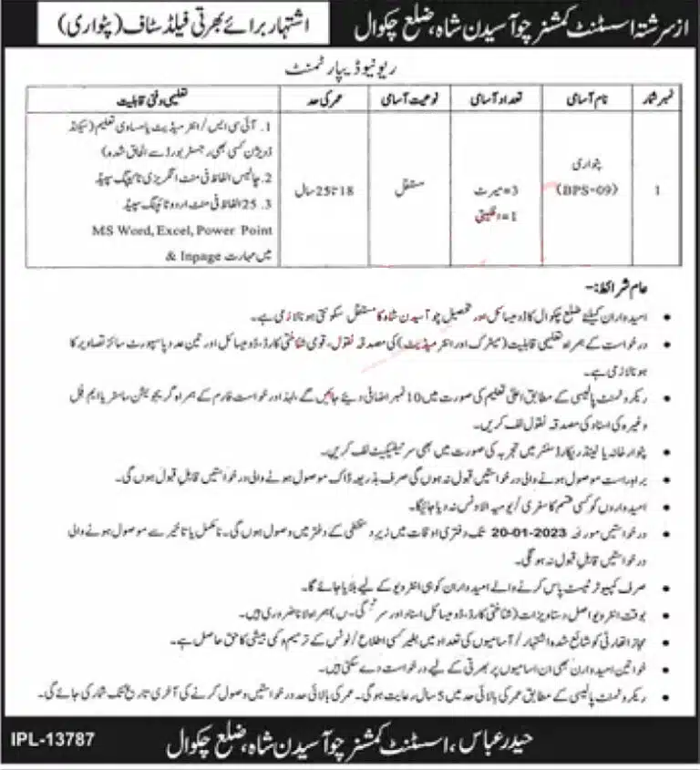 Latest Punjab Revenue Department Jobs 2023 | Latest Patwari Jobs 2023