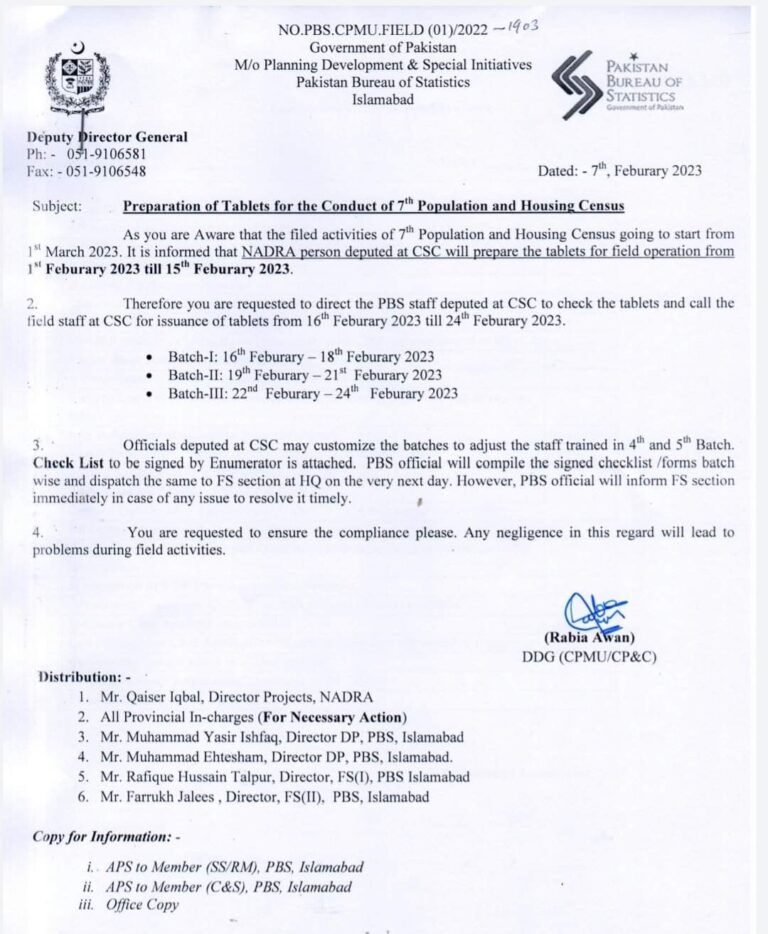 Enumerator Census Confirmation Certificate - Tablets Distribution Schedule 2023