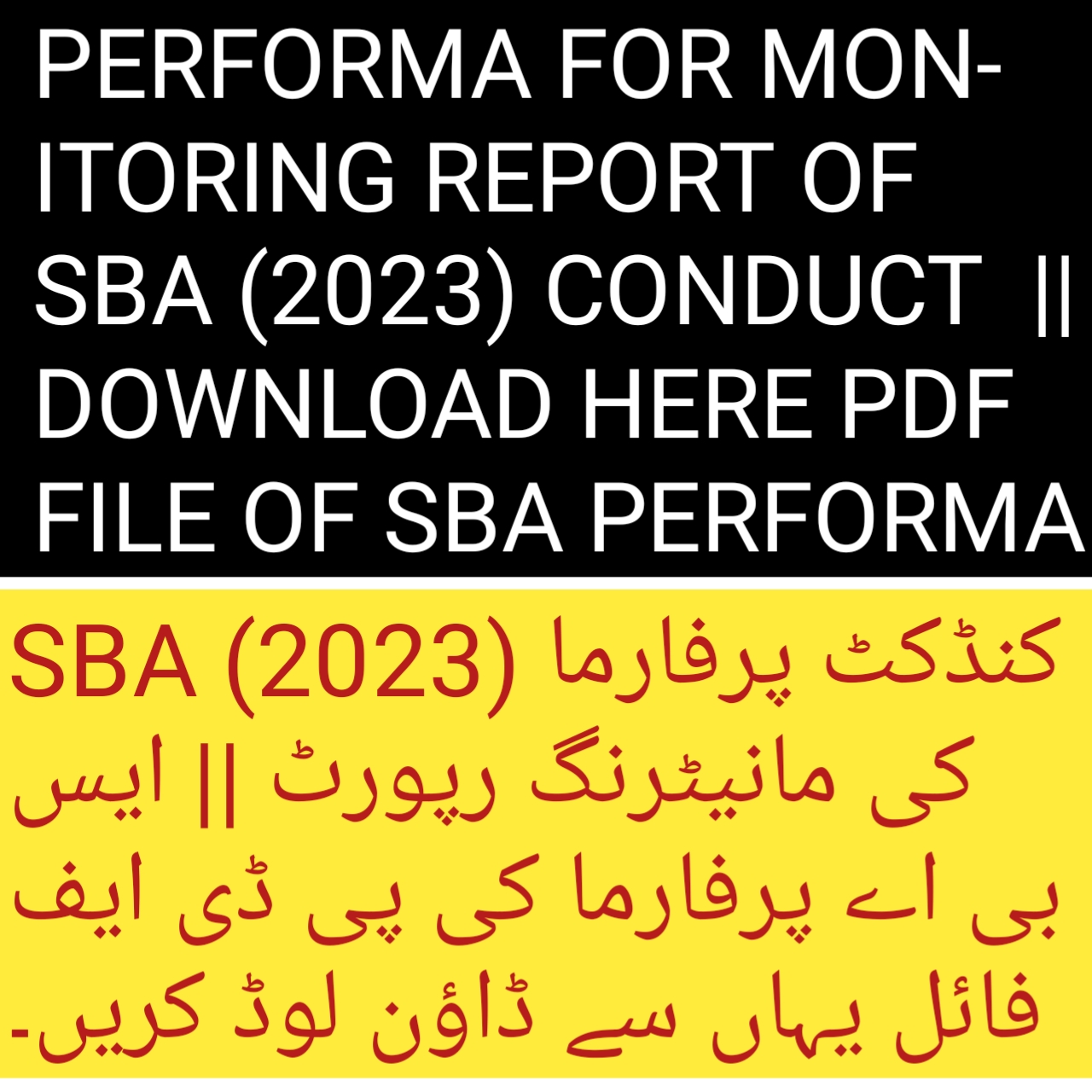 PERFORMA FOR MONITORING REPORT OF SBA (2023) CONDUCT Global Jobs