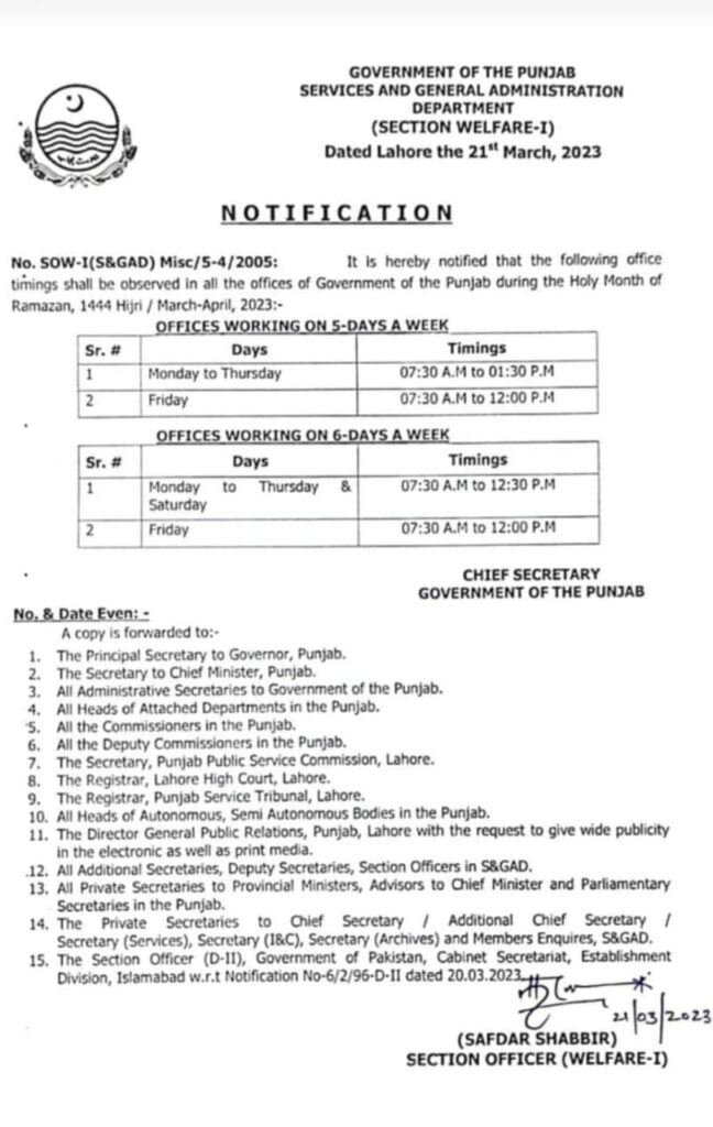 Office Timings During Ramadan