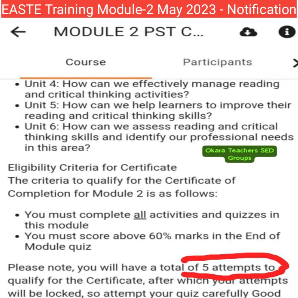 EASTE Training Module-2 May 2023 - Notification