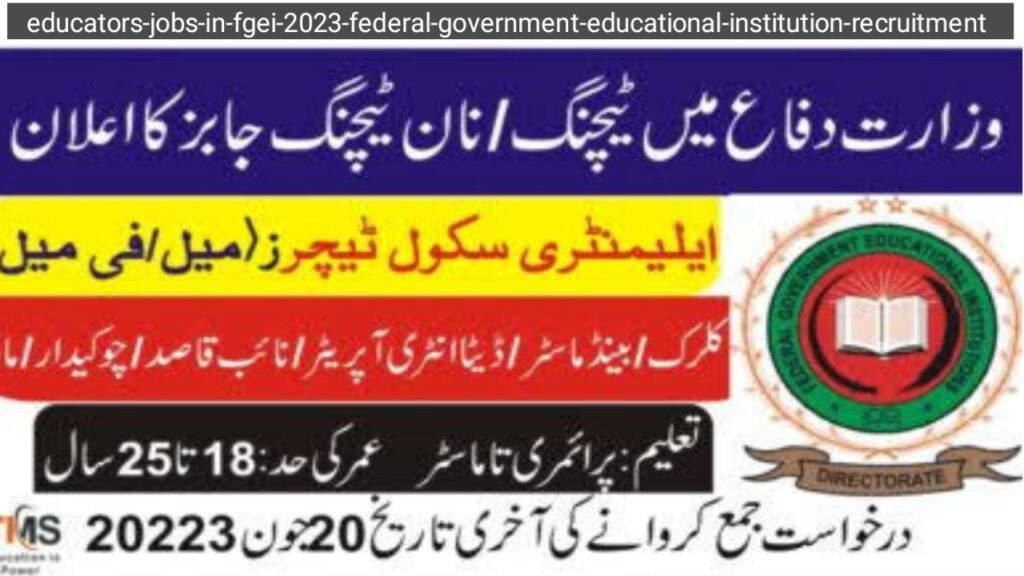 Educators Jobs In FGEI 2023 - Federal Government Educational Institution Recruitment