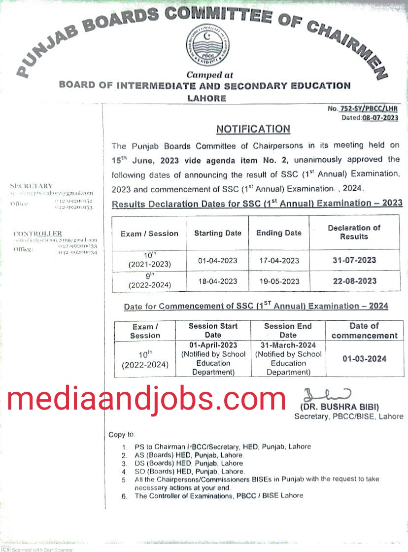 Matric Result & Exam Date 2024