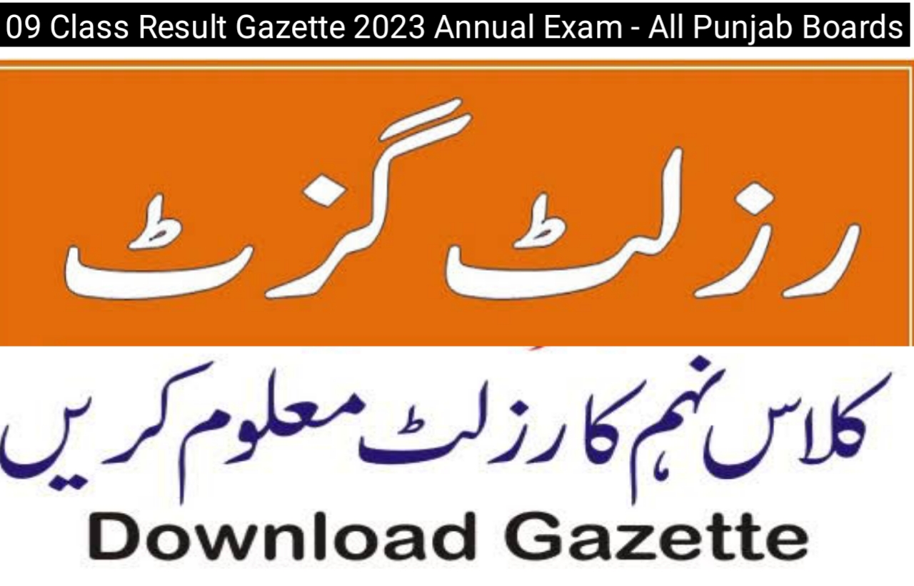 09 Class Result Gazette 2023 Annual Exam - All Punjab Boards