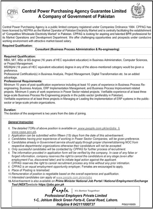 Latest CPPA Jobs 2023 | Central Power Purchase Agency