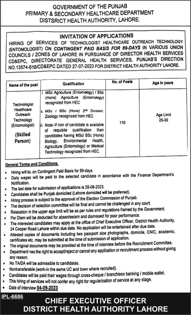 Regional Health Authority DHA Lahore Jobs 2023