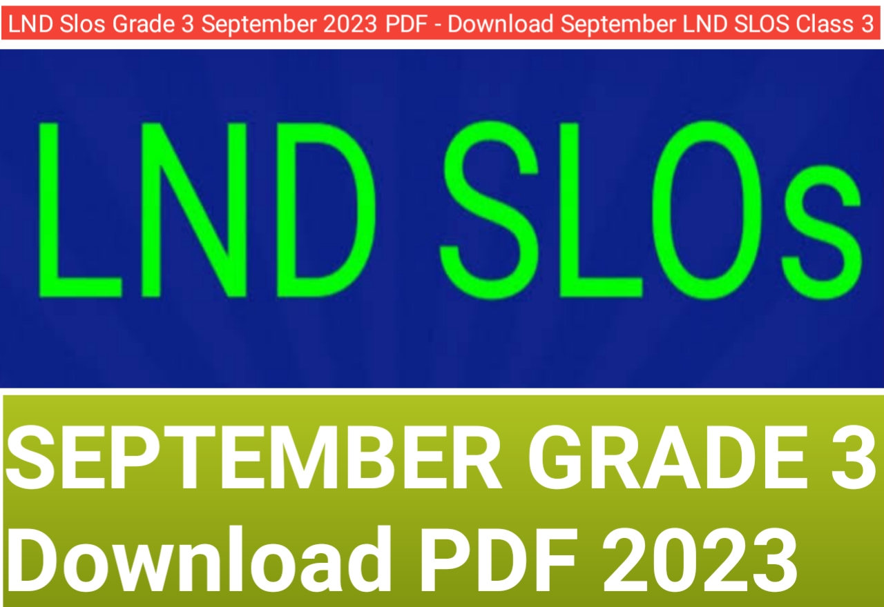 LND Slos Grade 3 September 2023 PDF – Download September LND SLOS Class 3