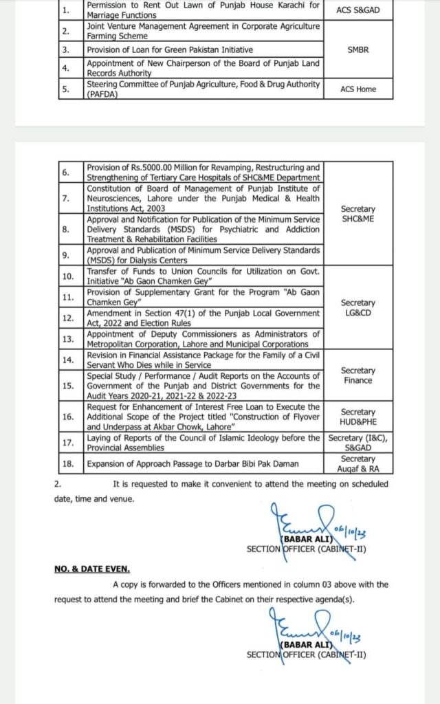 29th Meeting of The Caretaker Provincial Cabinet October 2023