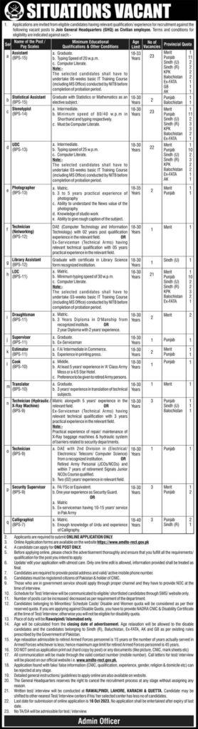 Today GHQ Jobs 2023 Latest Advertisement