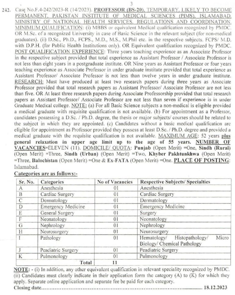 FPSC Jobs December 2023 Advertisement 14 Apply Online (49+)