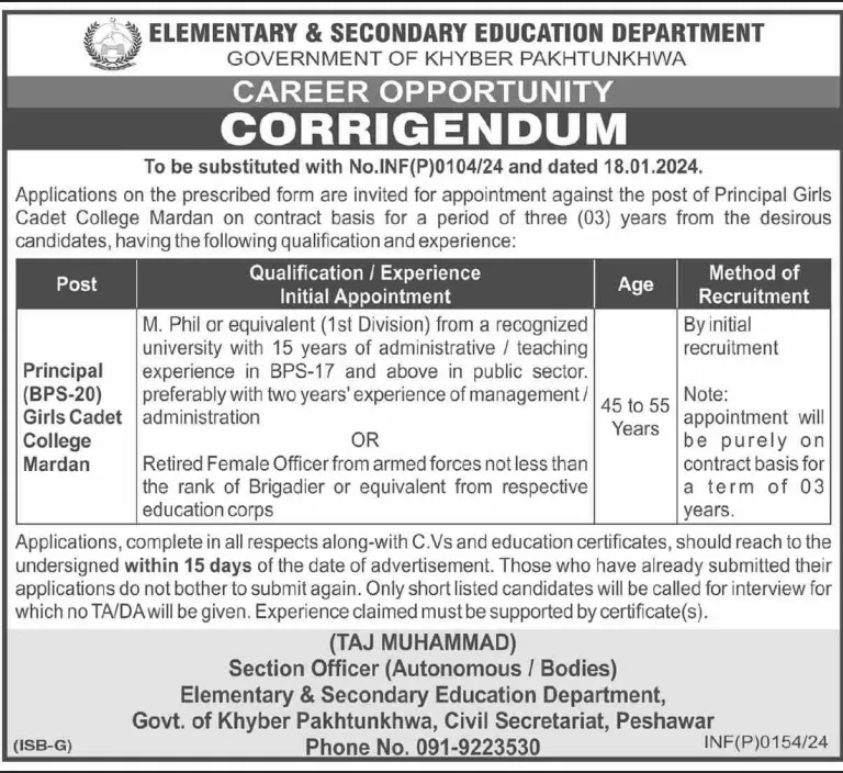 Latest Job Opportunities in Elementary and Secondary Education Department - January 2024