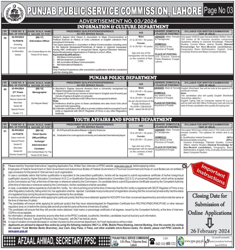 PPSC Jobs 2024 Advertisement (780+ Seats) - Apply Online