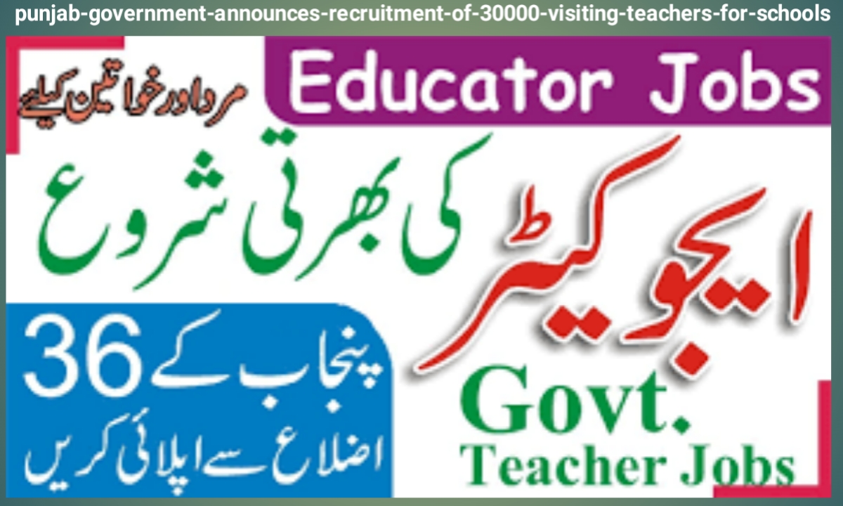 Punjab Government Announces Recruitment of 30,000 Visiting Teachers for Schools