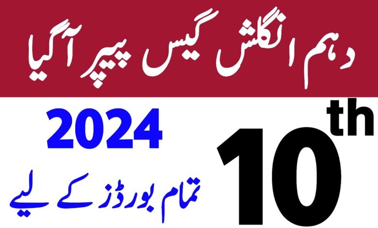 10th Class English Guess Paper 2024