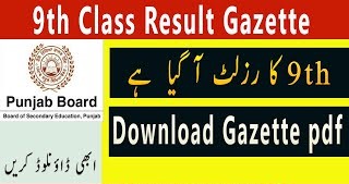 Class 9th Gazette BISE Punjab Boards