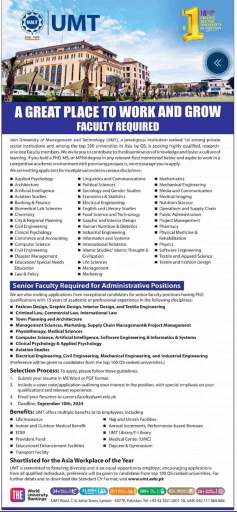 Multiple Opportunities in UMT for PhDs and MPhil Candidates Multiple Opportunities in UMT for PhDs and MPhil Candidates