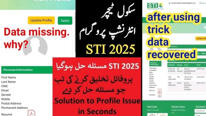 STI Jobs 2025: Profile Missing Issue Solution