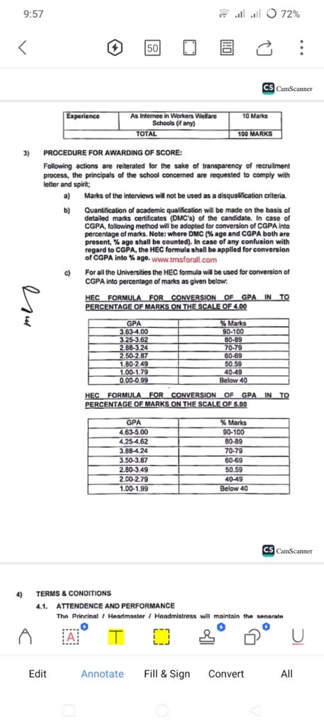 (STIs) Recruitment Policy for School Teacher Interns by Punjab Workers Welfare Schools – February 2025