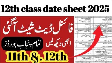 Date Sheet For Inter Annual Exams 2025