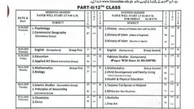 All BISE HSSC 2nd Annual Examination Date Sheet 2025: Complete Schedule for 11th and 12th Classes