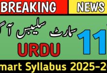 1st Year 11th Class Urdu Smart Syllabus For Session 2025-26 For All Punjab Boards