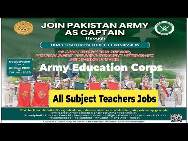 Join Pakistan Army as Captain DSSC 2026 - Pak Army Teaching Jobs