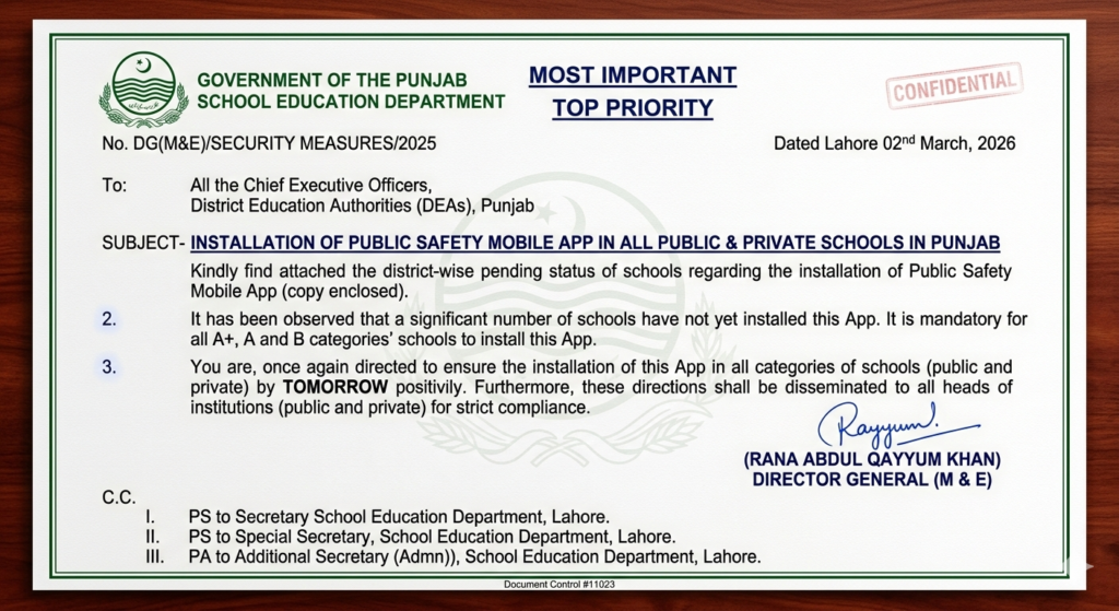 Punjab Schools Mandatory Public Safety App Deadline – 3 March 2026