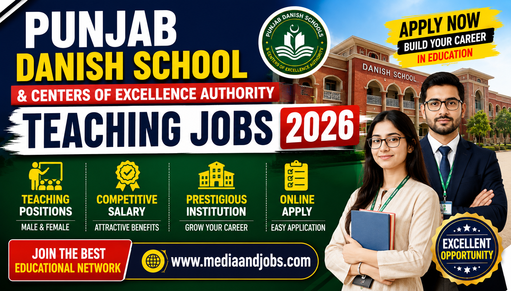 Punjab Danish School And Centers Of Excellence Authority Teaching Jobs 2026