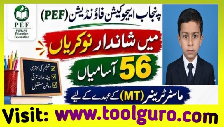 PEF Jobs 2026 – Punjab Education Foundation MEO Jobs Apply Online