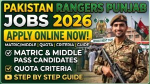 Pakistan Rangers Punjab Jobs 2026 - Apply Online Now - Matric Middle Quota Criteria Step by Step Guide