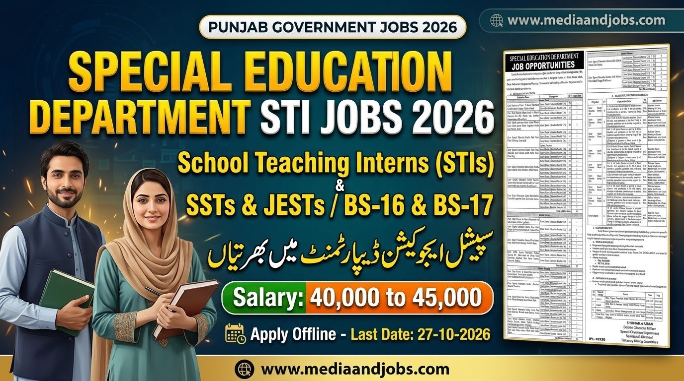 Latest Special Education Department STI Jobs 2026 Punjab | Apply Offline