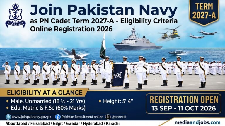 Join Pakistan Navy as PN Cadet (Term 2027-A) - Eligibility Criteria & Online Registration 2026